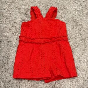 Janie and Jack Red Eyelet Toddler Romper